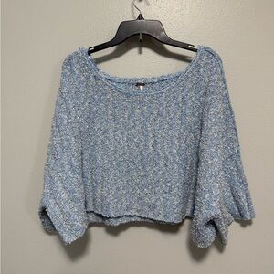 Free People Blue Good Day Cropped Pullover Sweater Size XS